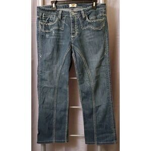 ANTIK DENIM Women's Distressed‎ Bootcut Embroidered Jeans Sz 34 x 27